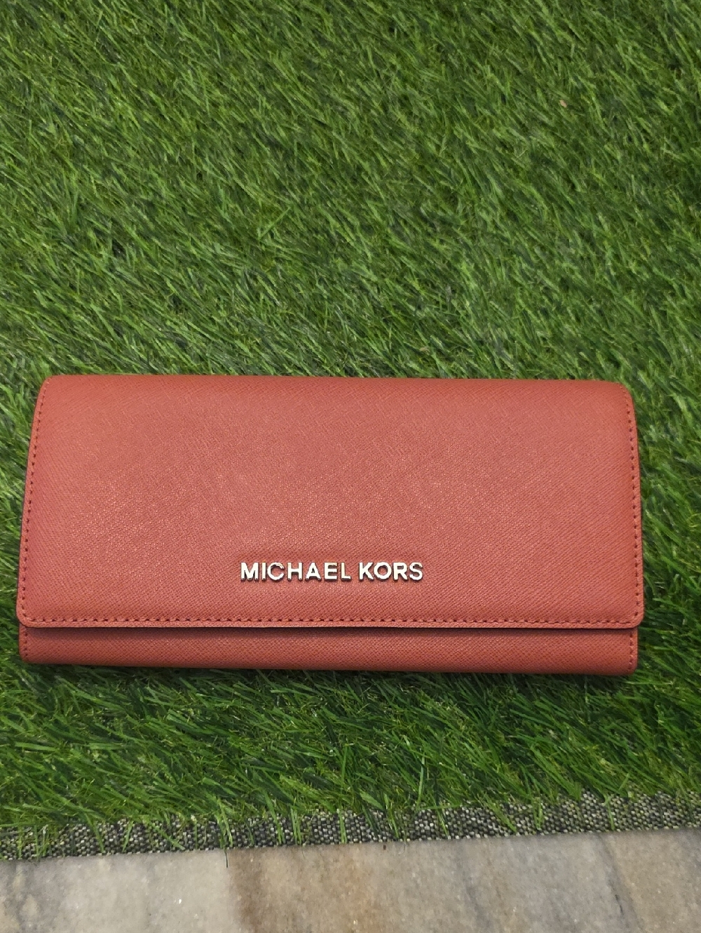 Michael Kors Coral-Red Saffiano Leather Continental Wallet